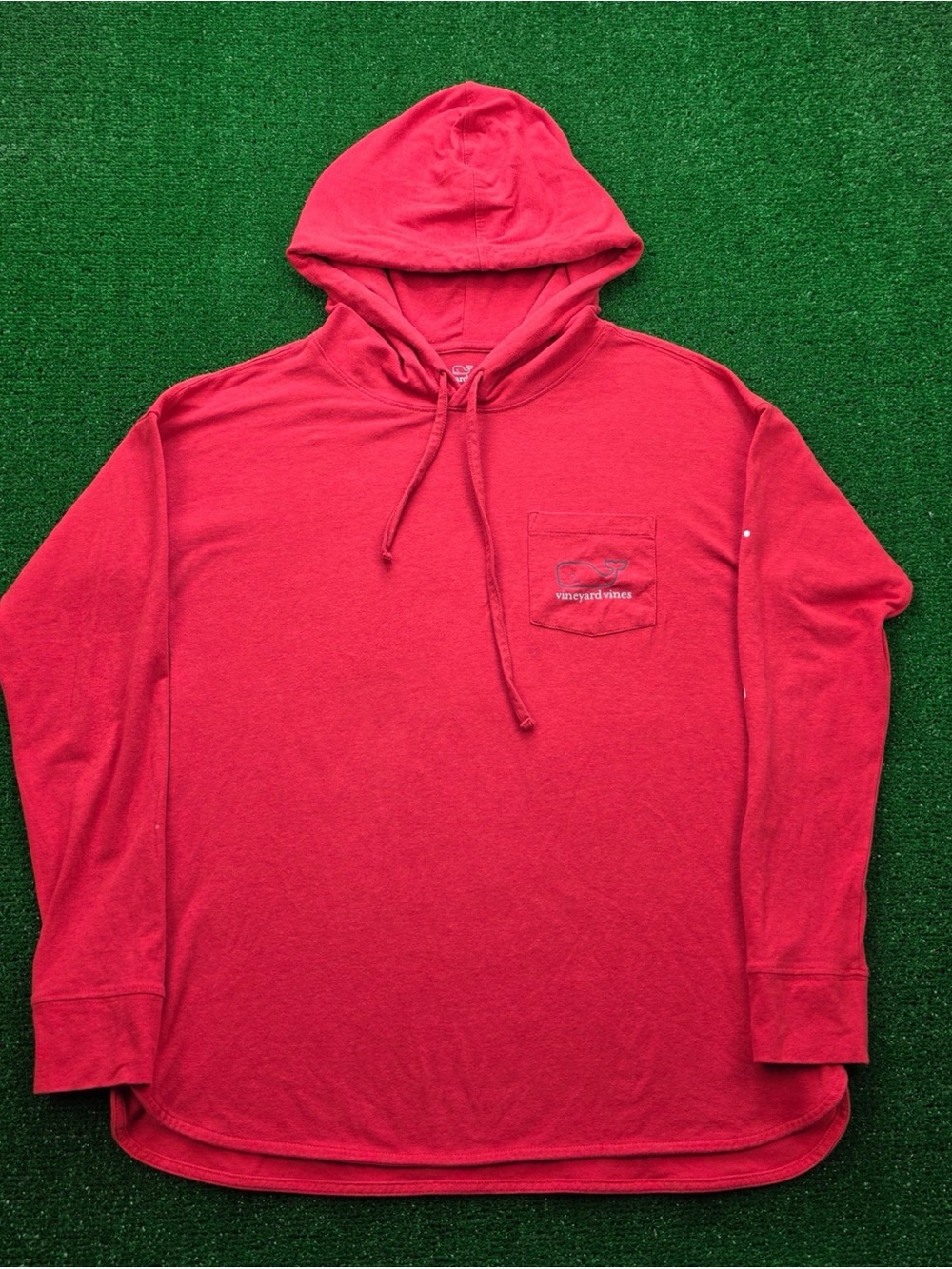Vineyard Vines Bright Red Long-Sleeve Hooded Pocket Shirt